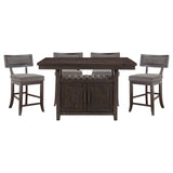 Oxton Dark Cherry/Baltimore Espresso Fabric 5-Piece Extendable Counter Height Set from Homelegance - Luna Furniture