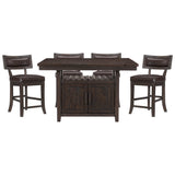 Oxton Dark Cherry/Baltimore Espresso Fabric 7-Piece Extendable Counter Height Set from Homelegance - Luna Furniture
