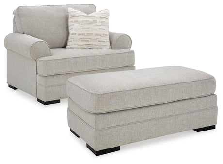 Eastonbridge Sofa Chaise, Chair, and Ottoman in Shadow from Ashley - Luna Furniture