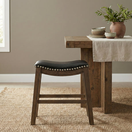 Ordway Black/Brown Dining Stool, Black from Homelegance - Luna Furniture