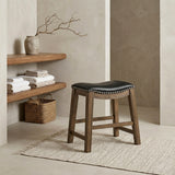 Ordway Black/Brown Dining Stool, Black from Homelegance - Luna Furniture