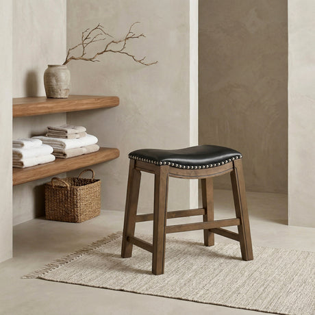 Ordway Black/Brown Dining Stool, Black from Homelegance - Luna Furniture