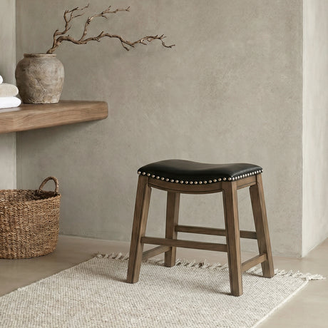 Ordway Black/Brown Dining Stool, Black from Homelegance - Luna Furniture