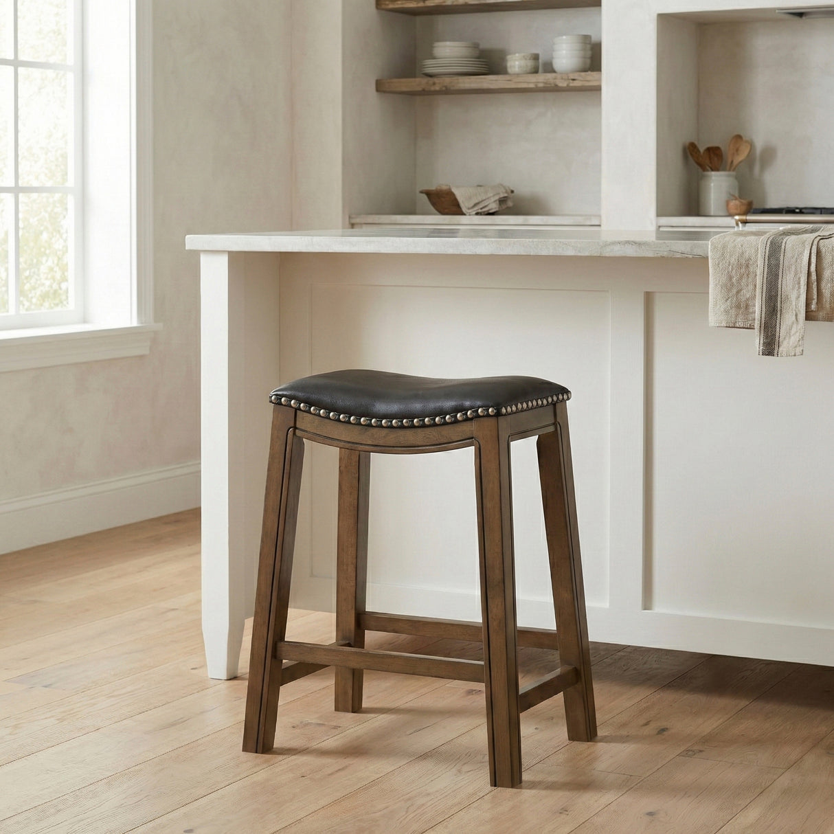 Ordway Black/Brown Counter Height Stool, Black from Homelegance - Luna Furniture