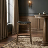 Ordway Black/Brown Pub Height Stool, Black from Homelegance - Luna Furniture