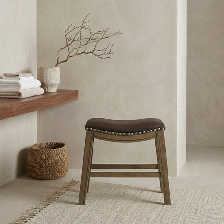 Ordway Brown/Brown Dining Stool, Brown from Homelegance - Luna Furniture