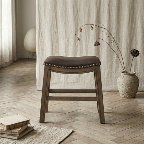 Ordway Brown/Brown Dining Stool, Brown from Homelegance - Luna Furniture