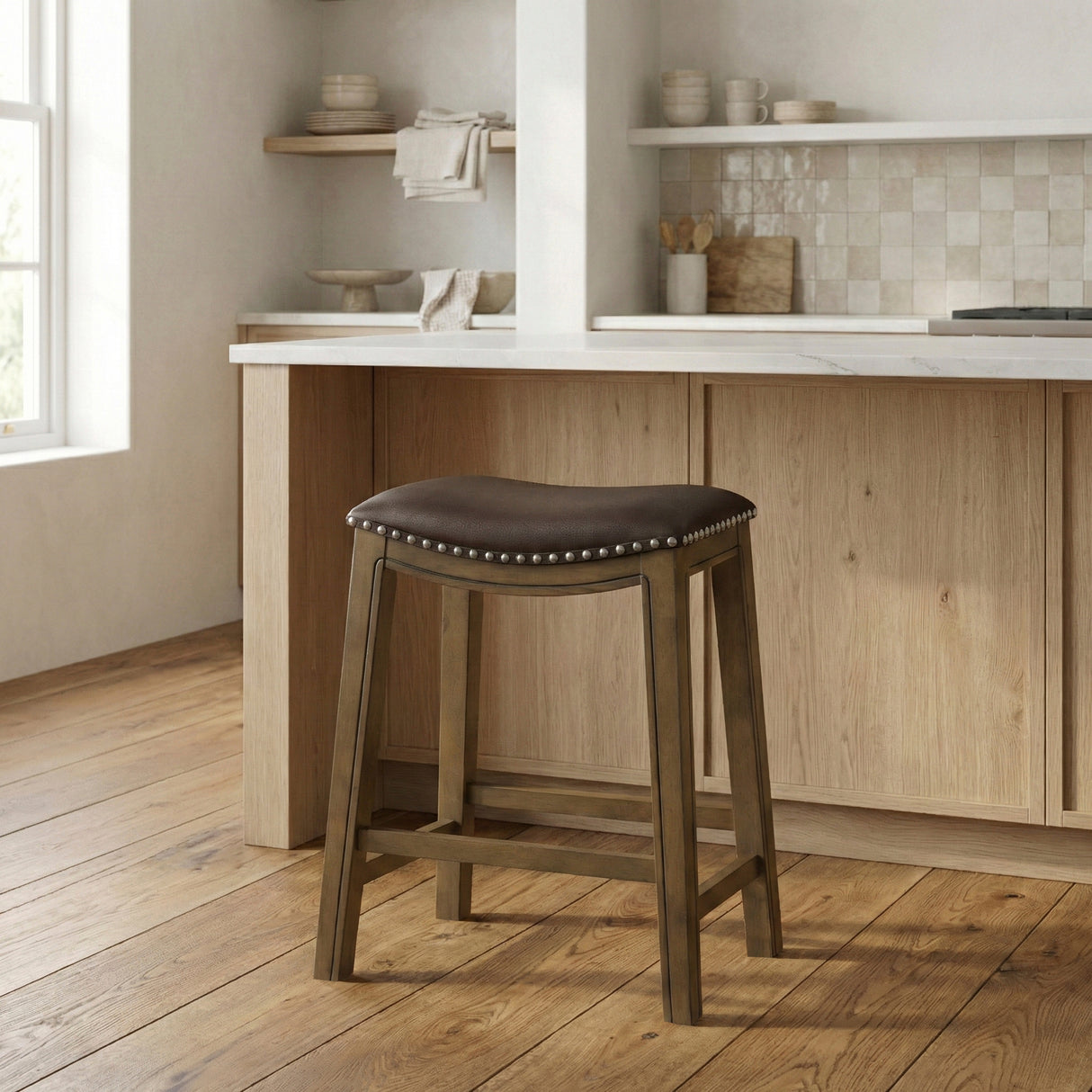 Ordway Brown/Brown Counter Height Stool, Brown from Homelegance - Luna Furniture
