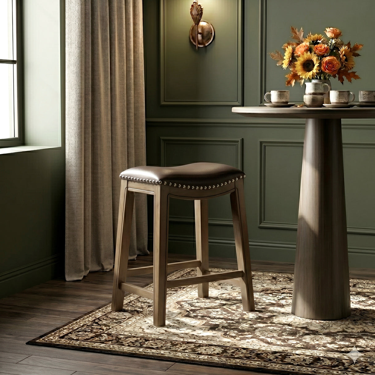 Ordway Brown/Brown Counter Height Stool, Brown from Homelegance - Luna Furniture