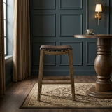 Ordway Brown/Brown Pub Height Stool, Brown from Homelegance - Luna Furniture