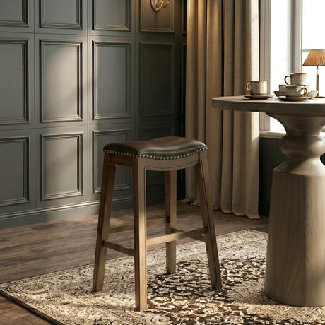 Ordway Brown/Brown Pub Height Stool, Brown from Homelegance - Luna Furniture