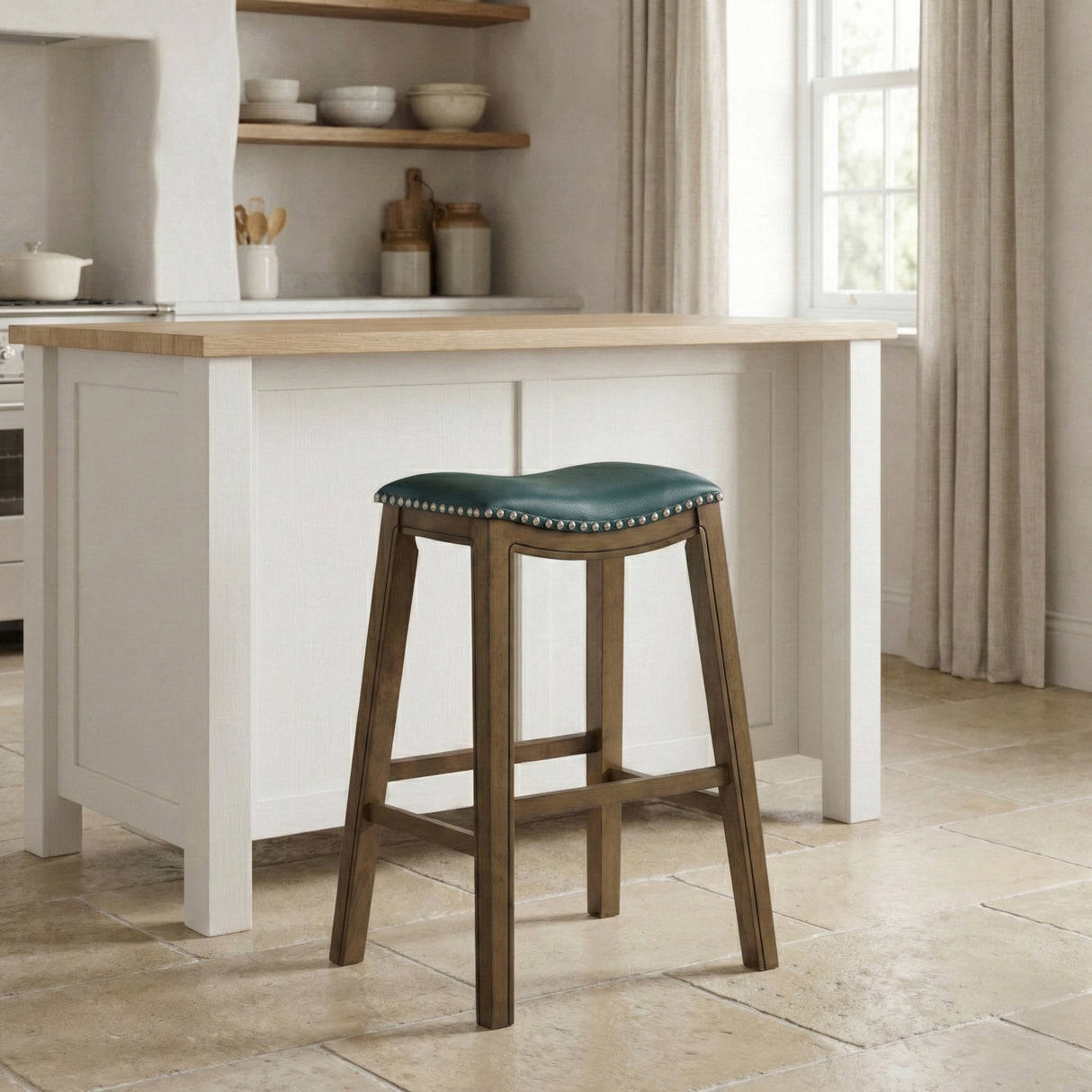 Ordway Green/Brown Pub Height Stool, Green from Homelegance - Luna Furniture