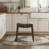 Ordway Gray/Brown Dining Stool, Gray from Homelegance - Luna Furniture
