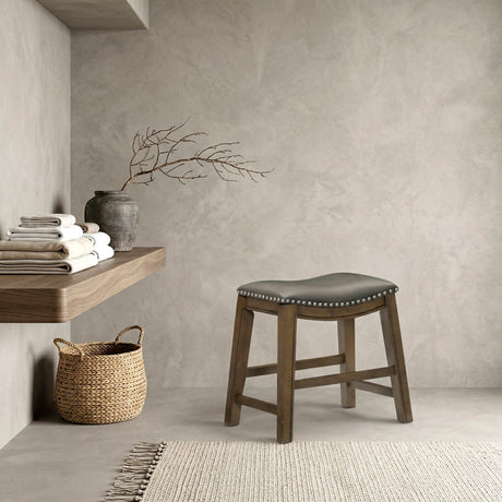 Ordway Gray/Brown Dining Stool, Gray from Homelegance - Luna Furniture