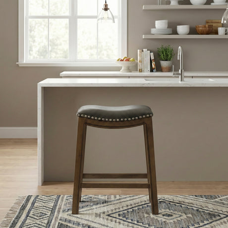 Ordway Gray/Brown Counter Height Stool, Gray from Homelegance - Luna Furniture