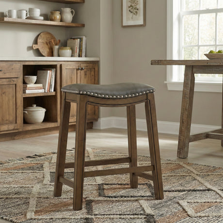 Ordway Gray/Brown Counter Height Stool, Gray from Homelegance - Luna Furniture