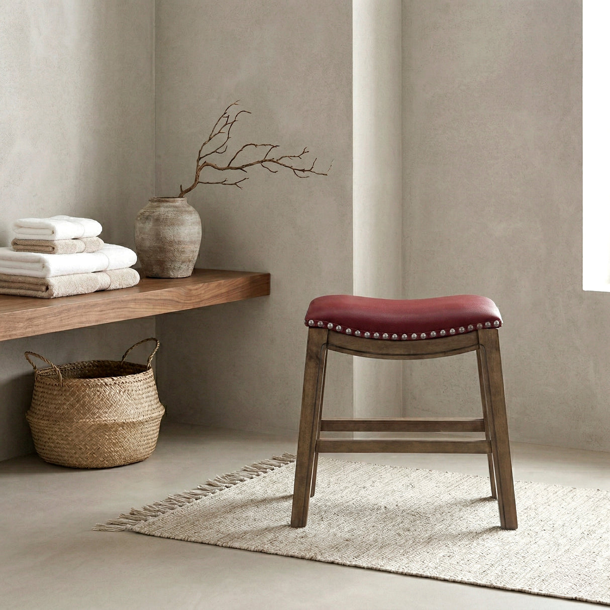 Ordway Red/Brown Dining Stool, Red from Homelegance - Luna Furniture