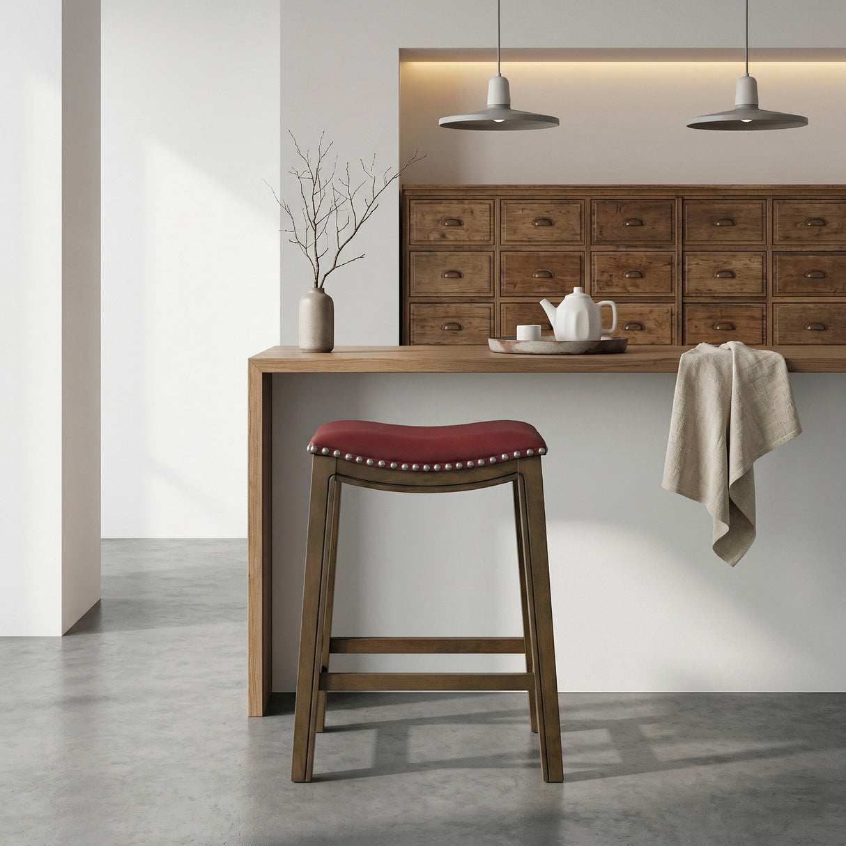 Ordway Red/Brown Counter Height Stool, Red from Homelegance - Luna Furniture
