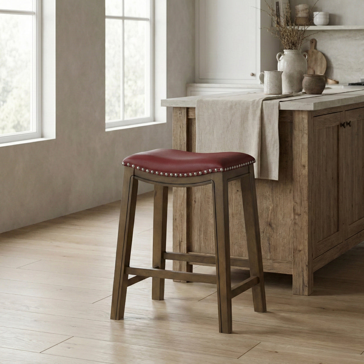 Ordway Red/Brown Counter Height Stool, Red from Homelegance - Luna Furniture