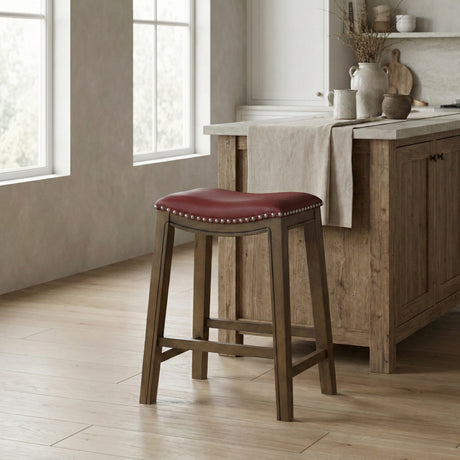 Ordway Red/Brown Counter Height Stool, Red from Homelegance - Luna Furniture