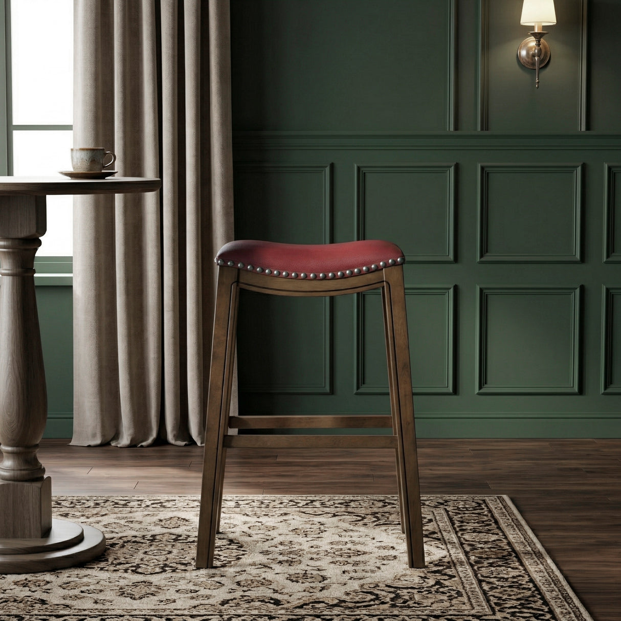 Ordway Red/Brown Pub Height Stool, Red from Homelegance - Luna Furniture