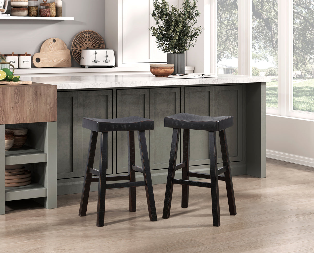 Caspian Black Pub Height Stool, Set of 2 from Homelegance - Luna Furniture
