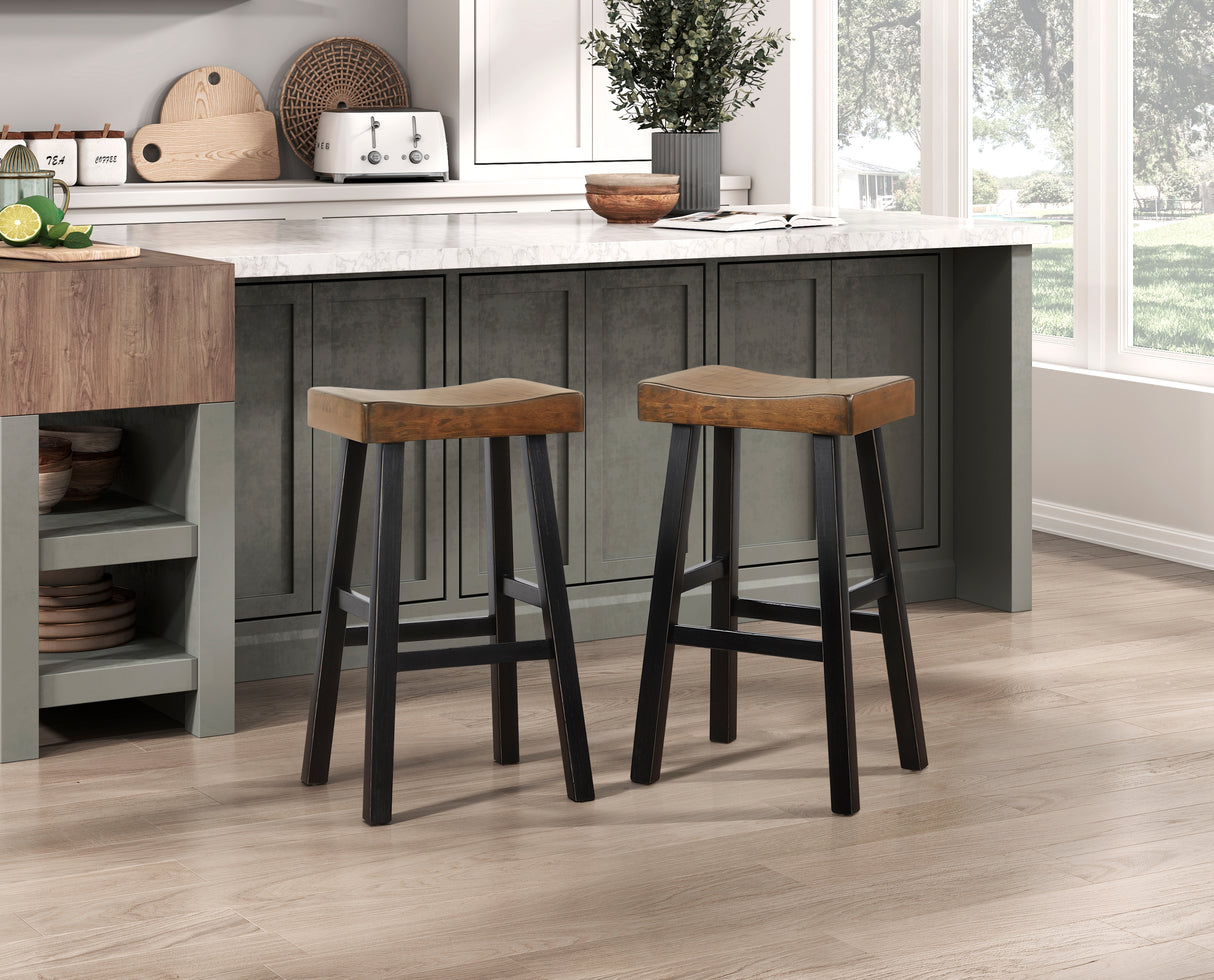 Caspian Black/Brown Pub Height Stool, Set of 2 from Homelegance - Luna Furniture
