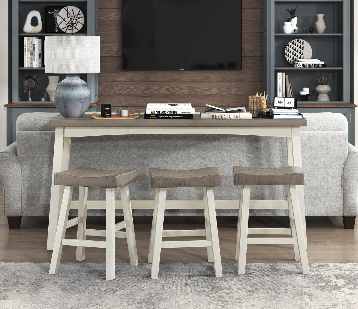 Caspian White/Coffee Counter Height Stool, Set of 2 from Homelegance - Luna Furniture