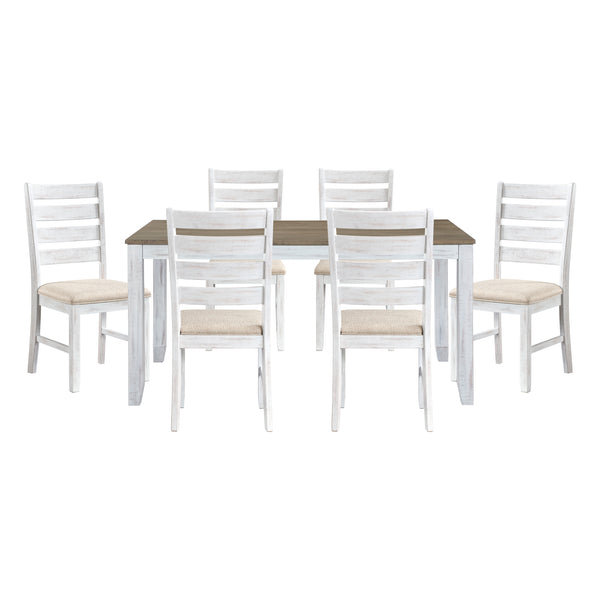Blair Farm Grayish White/Brown 7-Piece Dining Room Set