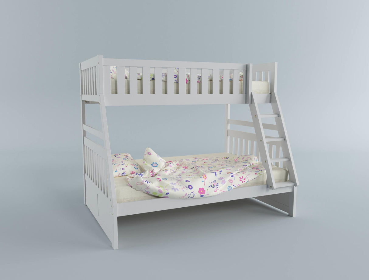 Galen White Twin/Full Bunk Bed with Storage Boxes from Homelegance - Luna Furniture