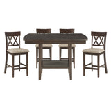 Balin Dark Brown 6-Piece Slat Back Counter Height Set from Homelegance - Luna Furniture