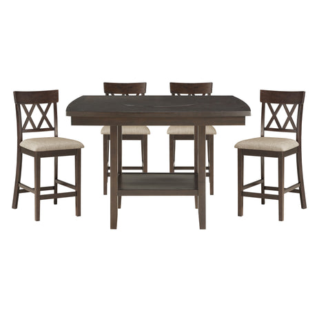 Balin Dark Brown 6-Piece Slat Back Counter Height Set from Homelegance - Luna Furniture
