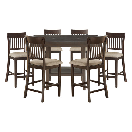 Balin Dark Brown 6-Piece Double X-Back Counter Height Set from Homelegance - Luna Furniture