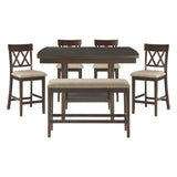 Balin Dark Brown 7-Piece Slat Back Counter Height Set from Homelegance - Luna Furniture