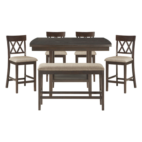 Balin Dark Brown 7-Piece Slat Back Counter Height Set from Homelegance - Luna Furniture