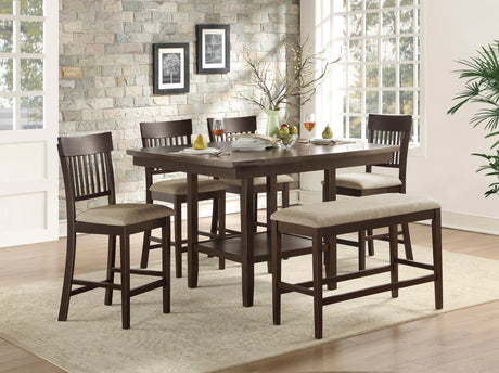 Balin Dark Brown 5-Piece Double X-Back Counter Height Set from Homelegance - Luna Furniture