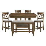 Balin Light Oak 7-Piece Double X-Back Counter Height Set from Homelegance - Luna Furniture