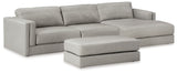 Amiata Glacier 2-Piece Sectional with Ottoman from Ashley Furniture - Luna Furniture