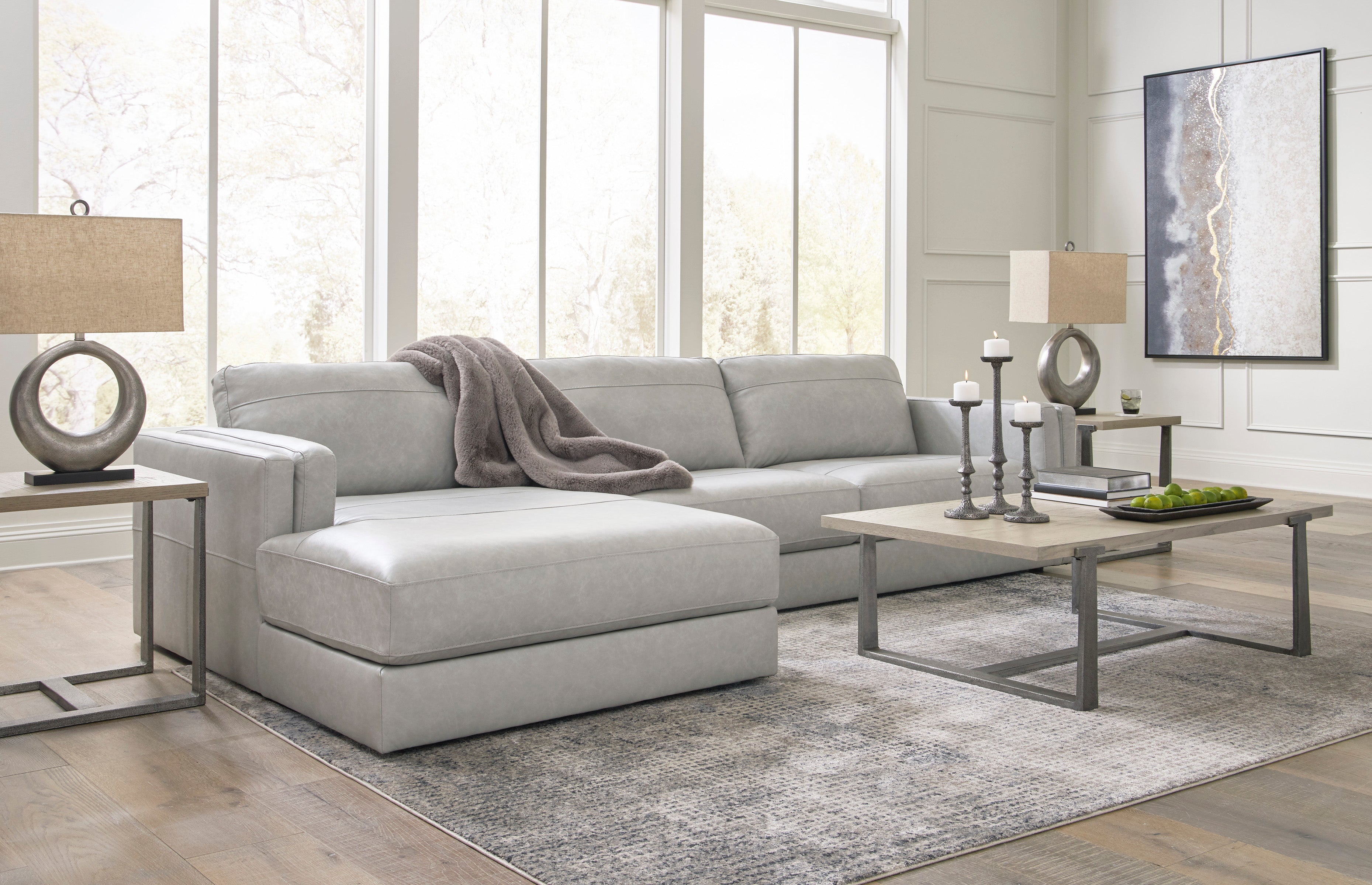 Amiata Glacier Leather 2-Piece LAF Chaise Sectional – Luna Furniture