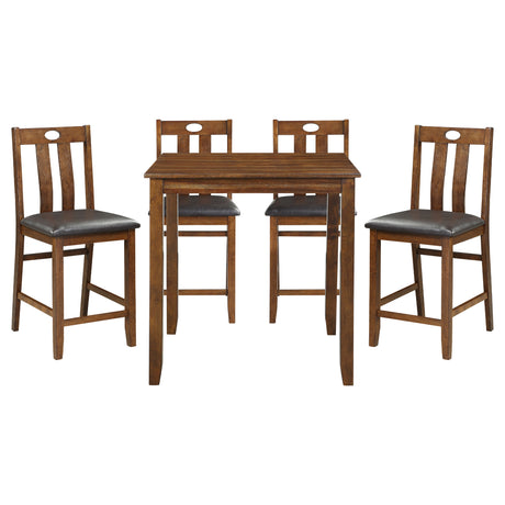 Weston Medium Brown 5-Piece Counter Height Set from Homelegance - Luna Furniture