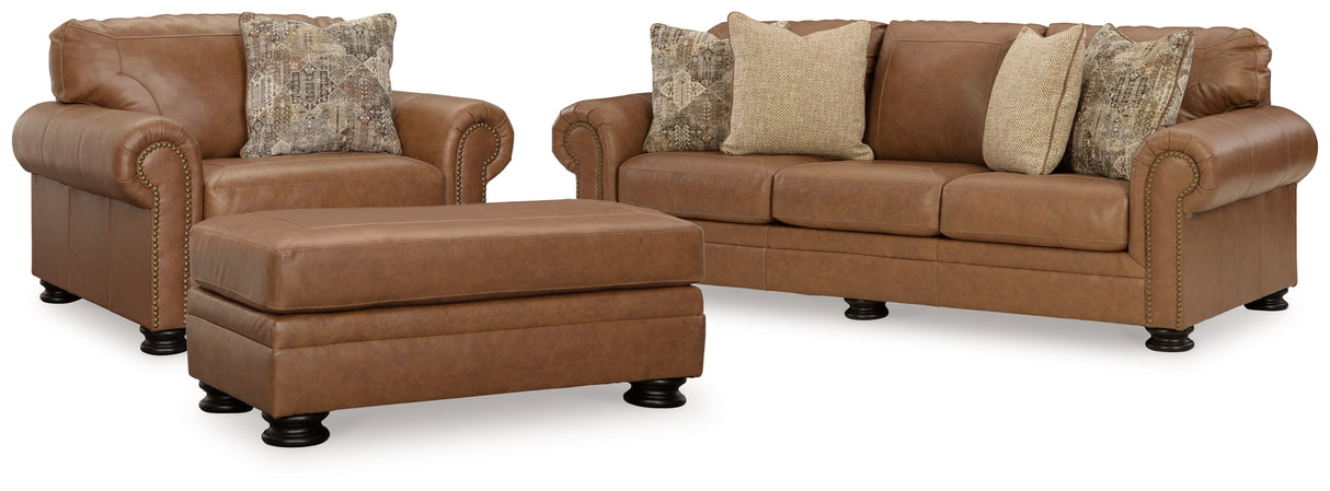Carianna Caramel Sofa, Oversized Chair and Ottoman from Ashley - Luna Furniture