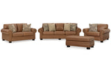 Carianna Caramel Sofa, Loveseat, Oversized Chair and Ottoman from Ashley - Luna Furniture