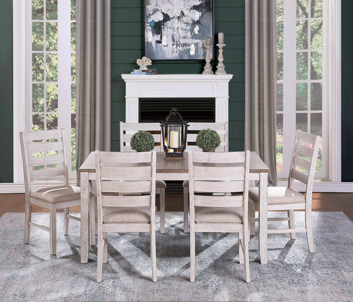Ithaca Grayish White/Brown Dining Side Chair, Set of 2 from Homelegance - Luna Furniture