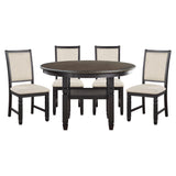 Asher Black/Brown/Beige Round 5-Piece Dining Room Set from Homelegance - Luna Furniture