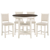 Asher Antique White/Brown/Beige 5-Piece Counter Height Set from Homelegance - Luna Furniture