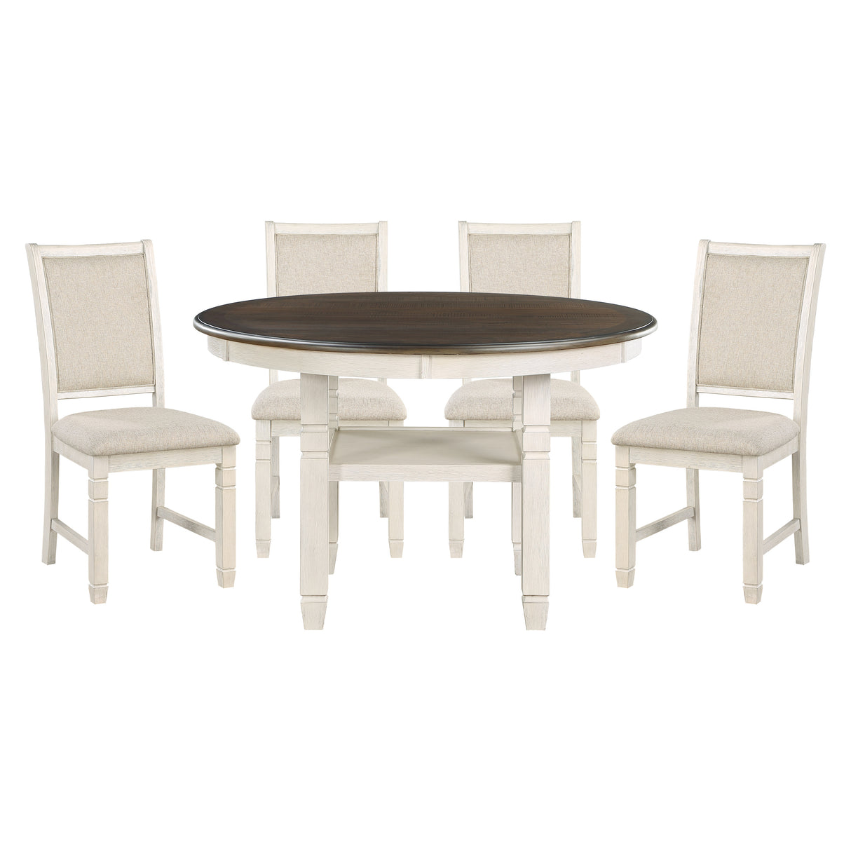 Asher Antique White/Brown 5-Piece Dining Set from Homelegance - Luna Furniture