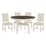 Asher Antique White/Brown 5-Piece Dining Set from Homelegance - Luna Furniture