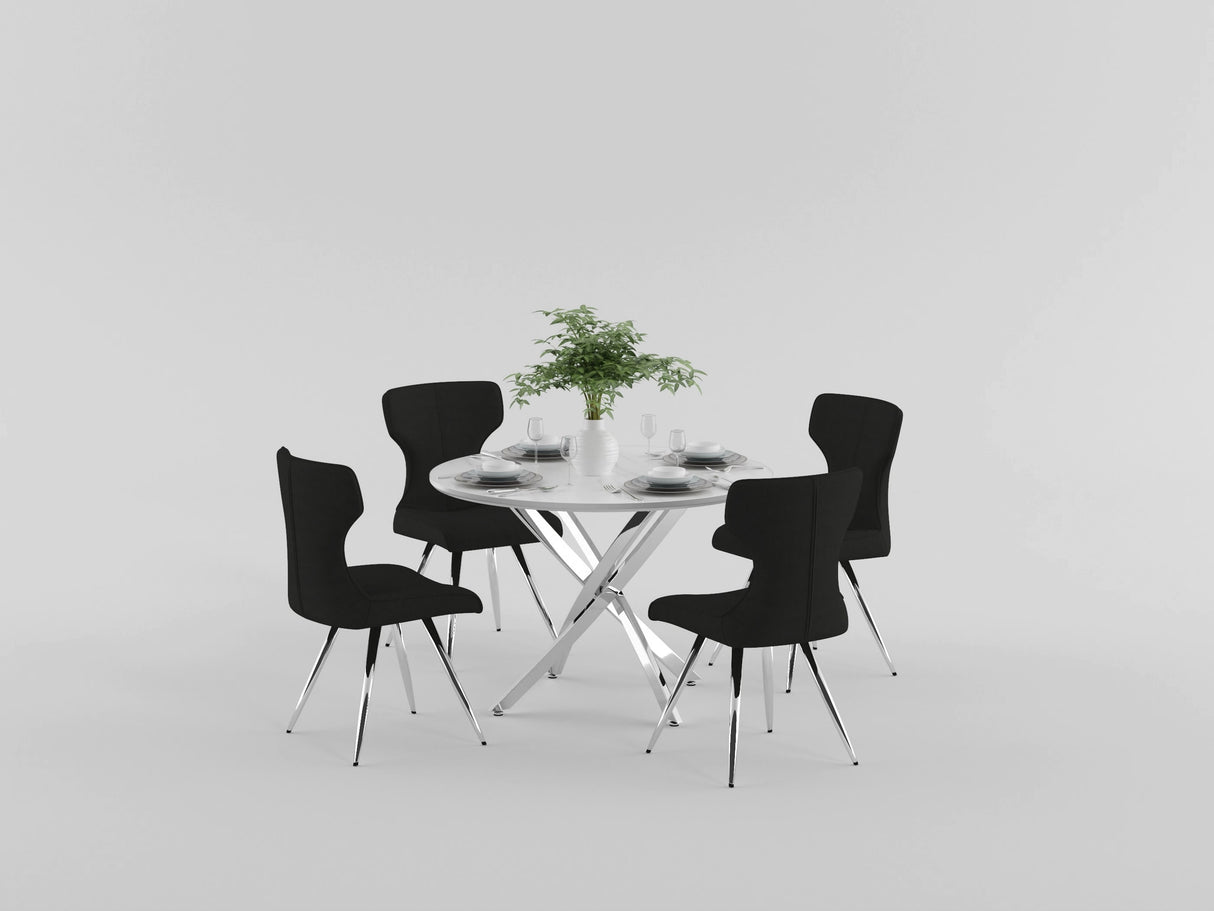 Topeka Chrome Faux-Marble Top Dining Table from Homelegance - Luna Furniture