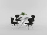 Topeka Chrome Faux-Marble Top Dining Table from Homelegance - Luna Furniture