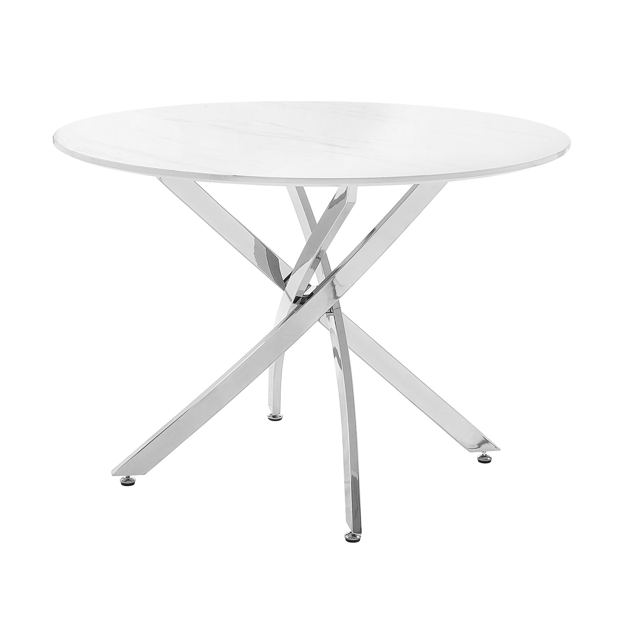 Topeka Chrome Faux-Marble Top Dining Table from Homelegance - Luna Furniture